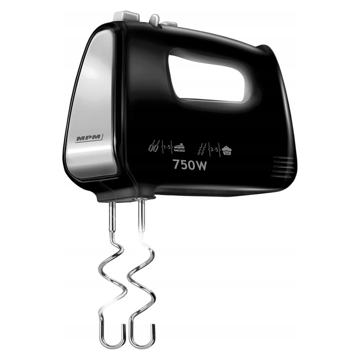 Ръчен миксер MPM MMR-19C черен 750W 5 скорости комплект 4 аксесоара