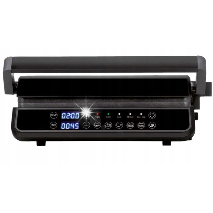 Grill electric MPM MGR-14M, 2400W, neaderent, argintiu-negru, 37.5x19.5x34.7cm