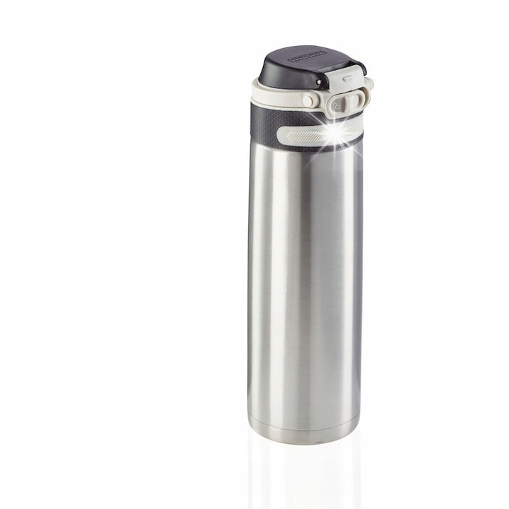 Термос чаша Leifheit Flip 600ml сребриста двойна изолация филтър