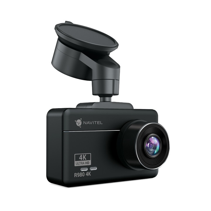Автомобилна камера NAVITEL R980 4K, сензор SONY335 3840x2160 4K 30fps, 7-слойна леща с IR филтър и ъгъл 140°, 3-инчов тъчскрийн, USB-C, черна, 1 бр