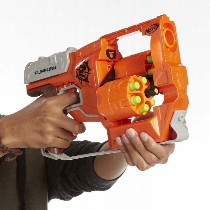 Nerf Zombie Strike Flipfury pisztoly, 12 lövedék, hordozható