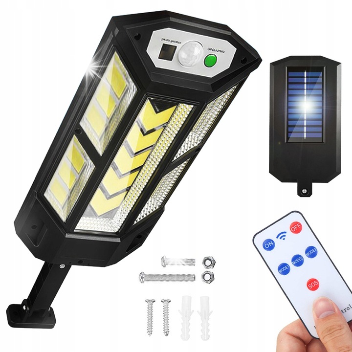 Соларна лампа Interlook LED 249 COB студено бяла 31x16.9x4.2cm със сензор за движение и светлина