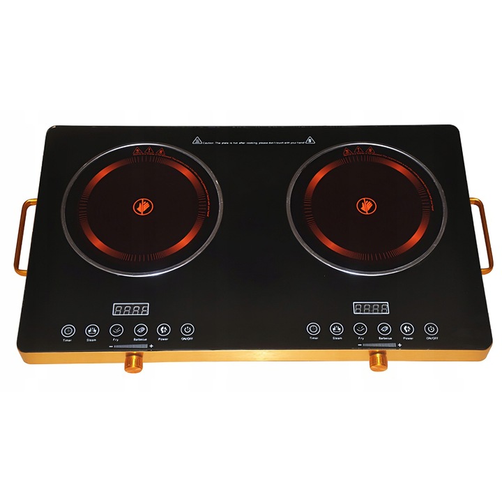 Двоен индукционен котлон Retoo, 4000W, черно-златист, 73x40.5x6.5см