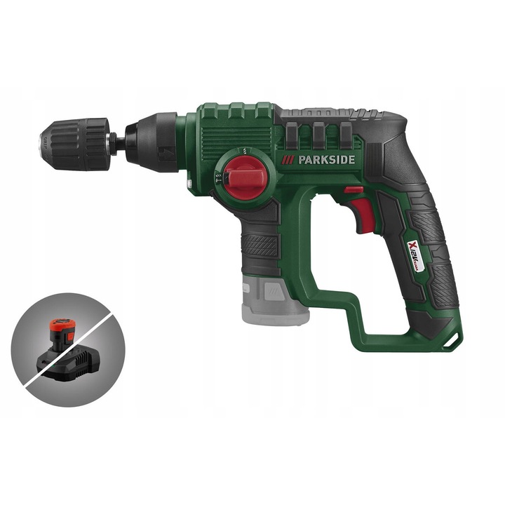 Ciocan rotopercutor Parkside PBHA 12V SDS-plus, 900rpm, LED, 10mm
