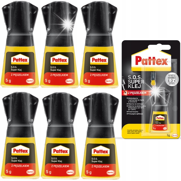 Pattex S.O.S. univerzális ragasztó szett, 6 db, átlátszó, vízálló, 3g