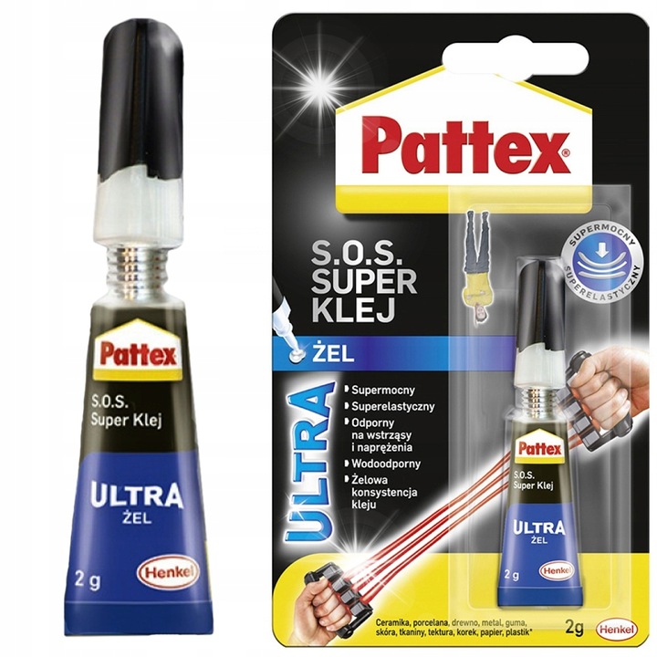 Pattex S.O.S. Power Zel szupererős, rugalmas ragasztó készlet, 12 db, 2g, átlátszó