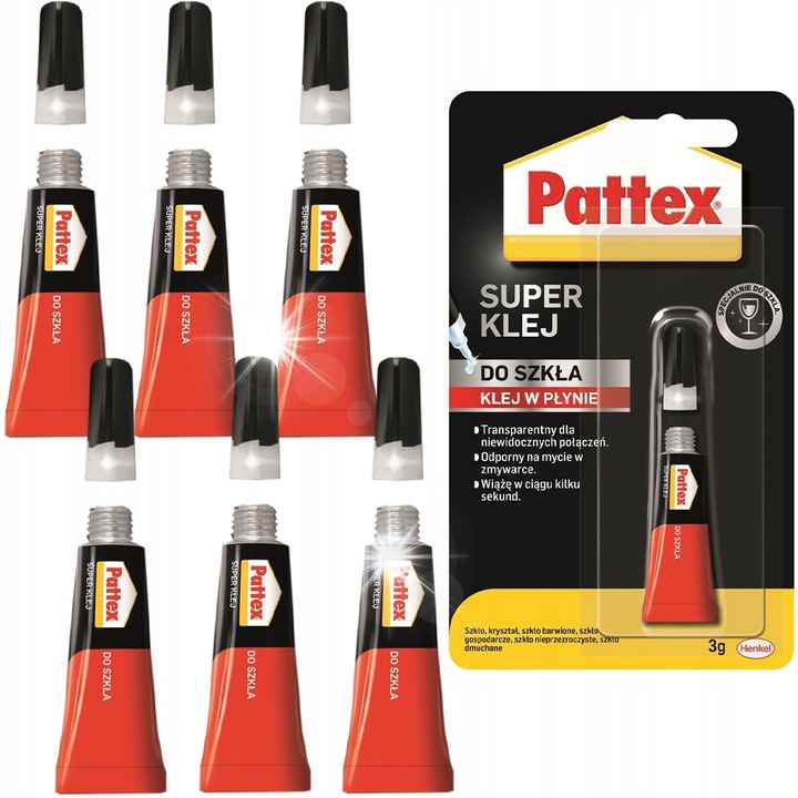 Pattex üveg ragasztó készlet, 6 db, átlátszó, 3g, vízálló