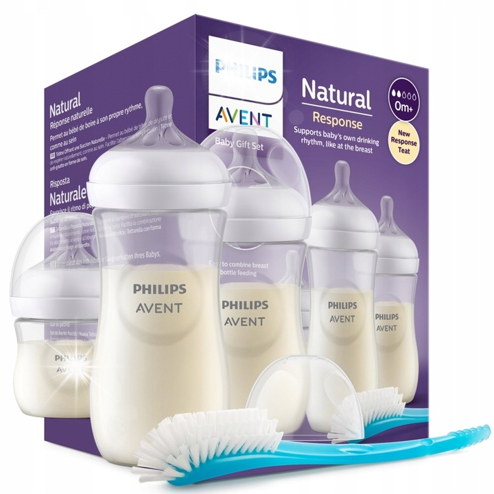 Set start Philips Avent Natural Response biberon silicon 260ml alb 3m+