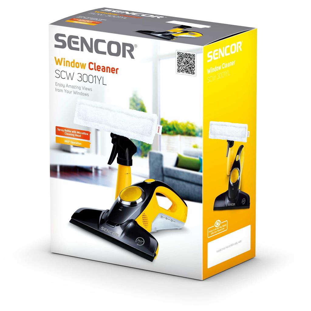 Aparat de curatat geamuri Sencor SCW 3001YL galben 37x28x12cm 2in1 20min autonomie