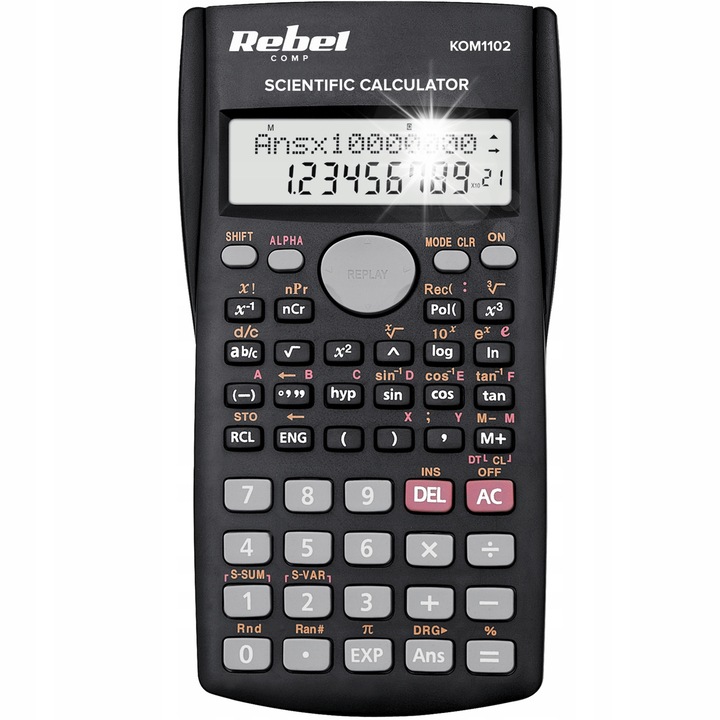 Научен калкулатор Rebel SC-200, множество функции, черен, 8x15.5x1.5см