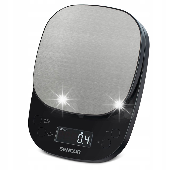 Кухненска везна Sencor SKS 0804BK, прецизност 2кг, сребриста