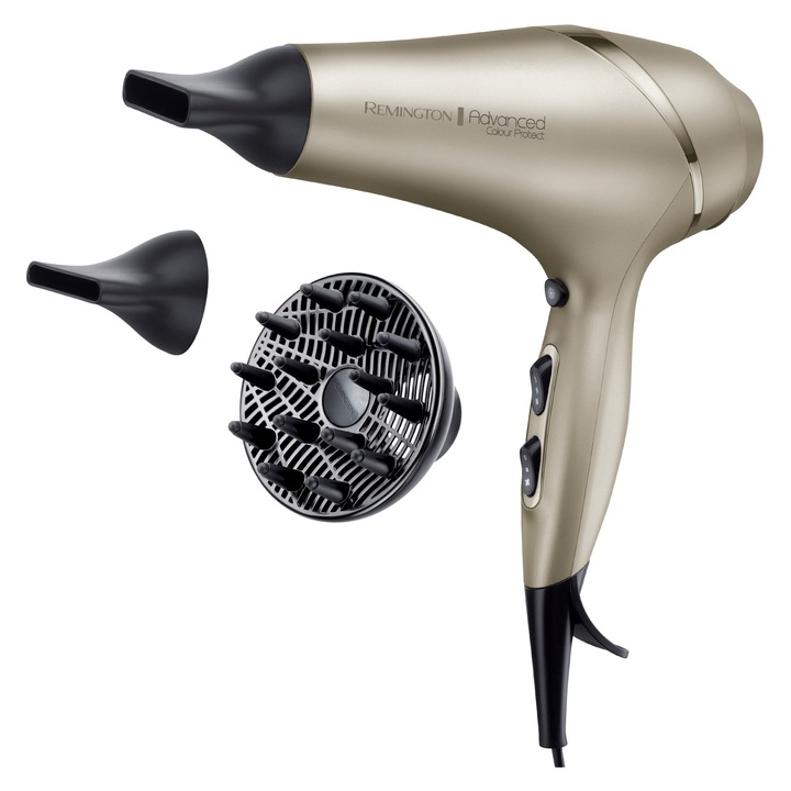 Сешоар Remington AC8605, 2300W, микрогрижа, златист, 3x2 настройки, 7мм+11мм, дифузер, 3м кабел