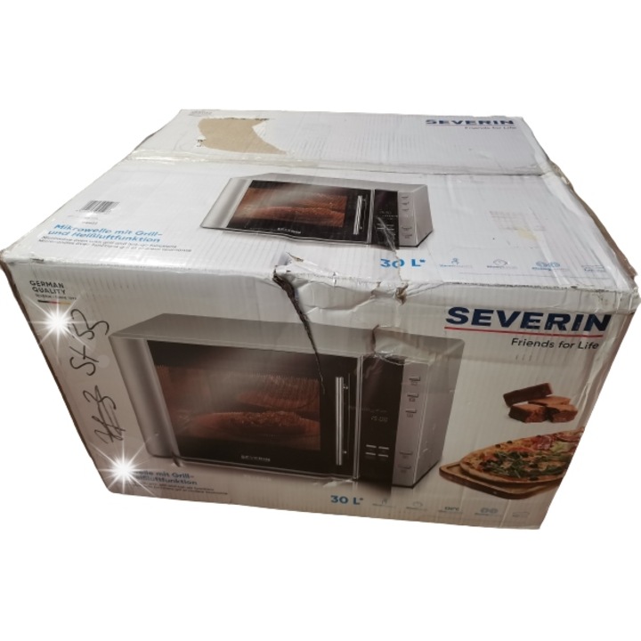 Микровълнова фурна Severin MW7775, 900W, грил, сребристо-черна, 30L