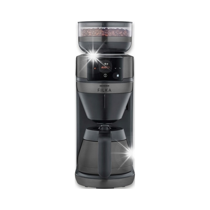 Espressor cafea automat Severin Filka 2.0, 1520W, inox negru, 350ml, set cu 2 carafe