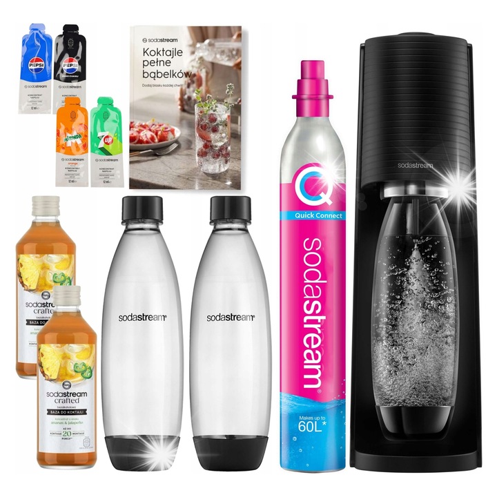 Сатуратор SodaStream Terra комплект розов с 2 бутилки 0.5L и концентрати Pepsi 7Up