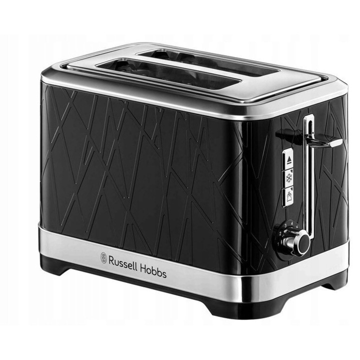 Russell Hobbs Structure kenyérpirító, fekete, 2 szeletes, 1050W, kiolvasztás funkcióval és morzsatálcával