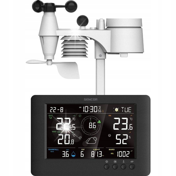 Метеостанция Sencor SWS 9500, безжична 8в1, цветна, 17x12x2см