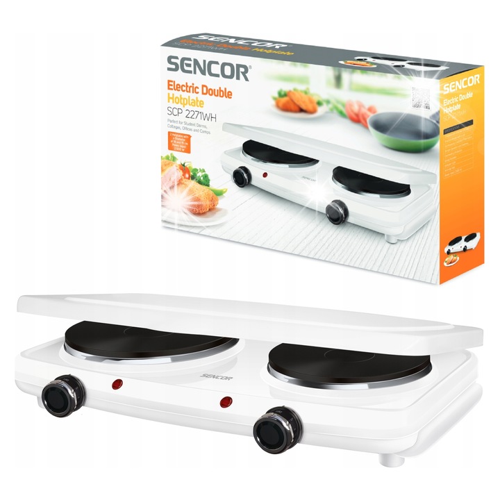 Преносим електрически котлон Sencor SCP 2271WH бял 2500W 48x28x8,2cm 2 котлона