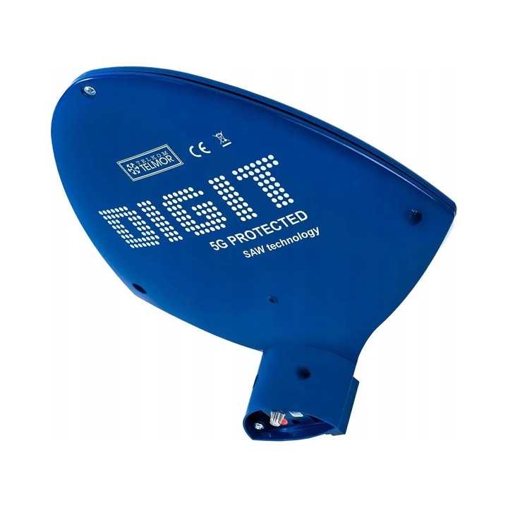 Antena TV activa Telkom Telmor DVB-T2 albastru 4K 5G filtru 15dB