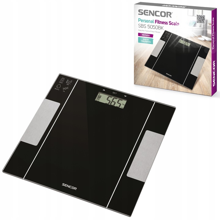 Електронен кантар за баня Sencor SBS 5050BK черен 150кг тънко стъкло