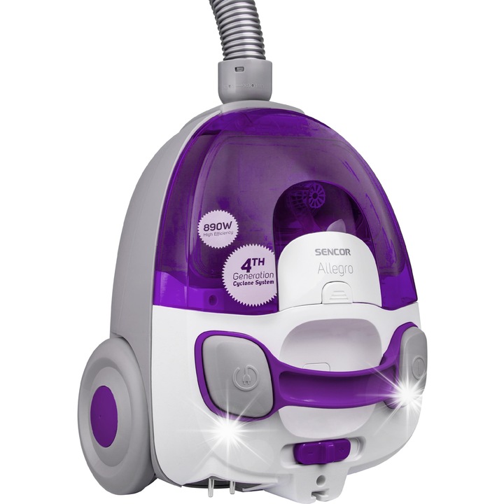 Aspirator fara sac Sencor SVC 512VT, 890W, violet-alb, 1.5l, 5mx7.5m