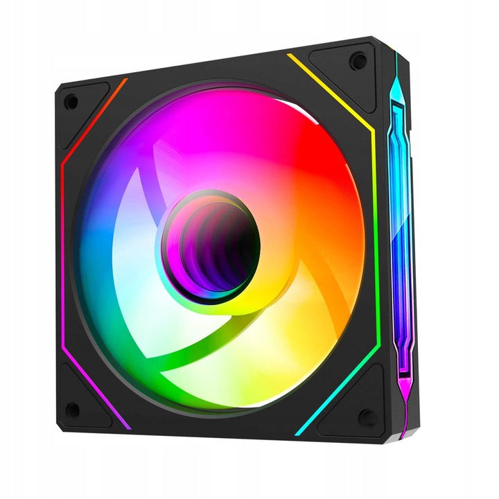 Ventilator de carcasa Rampage 7C-120S, ARGB cu efect infinity mirror, PWM 800-1800 RPM, Negru, 120 x 25 mm, 1 buc