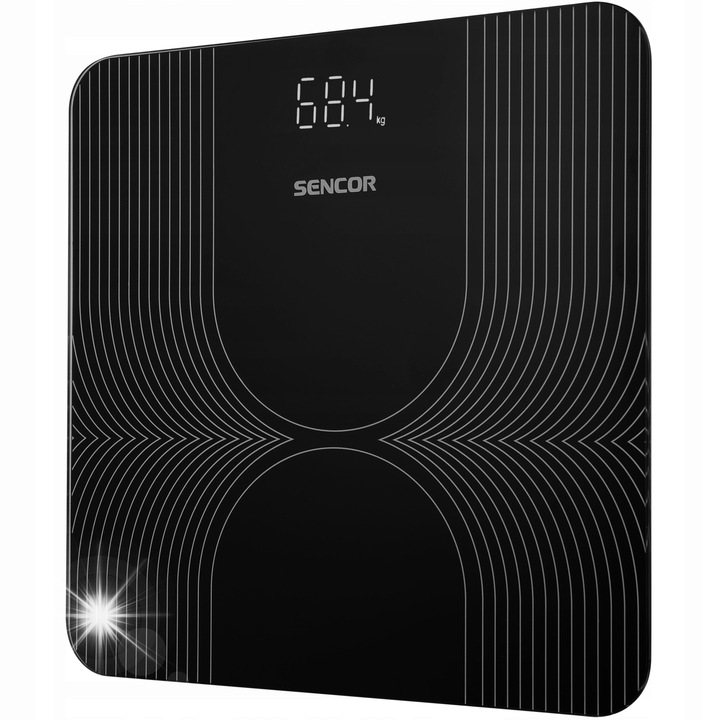 Cantar corporal Sencor SBS2476BK negru 180kg 100g LED 30x30cm