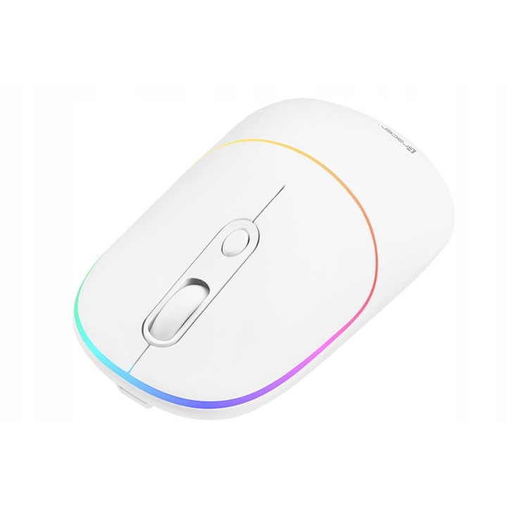 Mouse wireless Tracer Ratero RGB 1600 DPI alb 10m 12x6x4cm