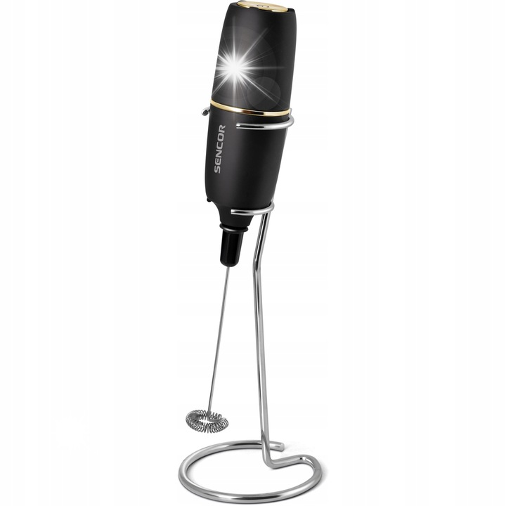 Sencor SMF 1010BK elektromos tejhabosító, fekete, 21.5x3.5cm, krómozott tartóval, 20cm