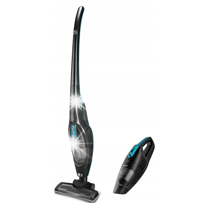 Вертикална прахосмукачка Sencor SVC 7822TQ 2в1, черно-синя, 110W, 0.5л, 2.8кг