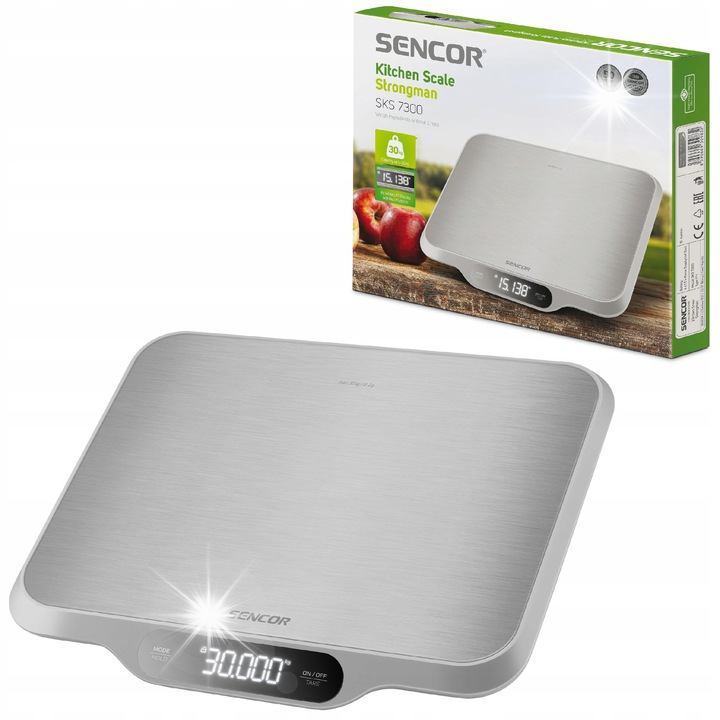Cantar de bucatarie Sencor SKS 7300 electronic argintiu 30kg 31x25.6x2.5cm