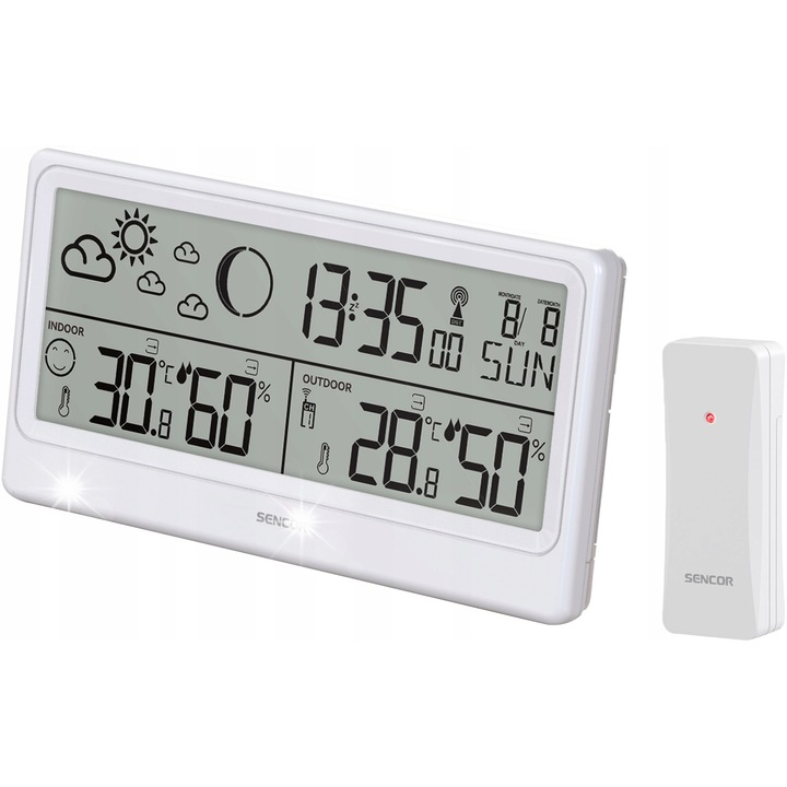 Метеостанция Sencor SWS 3600, безжична, бяла, 11.3x21.5x2 см