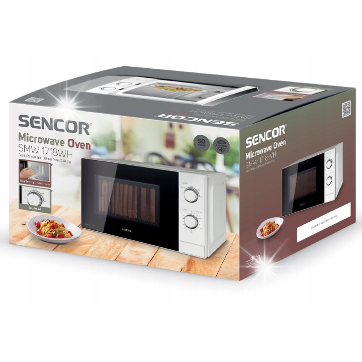 Cuptor cu microunde Sencor SMW 1718WH, 20L, 700W, alb, 25,9x44x36,4cm