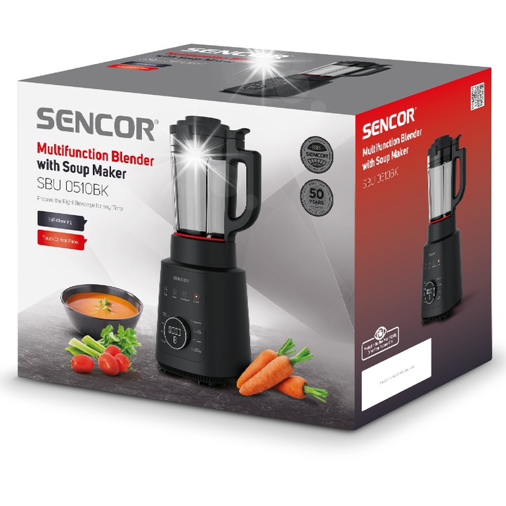 Блендер Sencor SBU 0510BK, 1200W, 9 скорости, черен, 1.2л