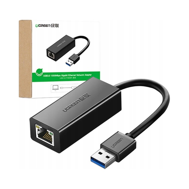 Адаптер за мрежа Ugreen CR111 USB 3.0 RJ45 черен 10x1см