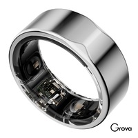 Inel inteligent Smart Ring Grova Hart, monitorizare somn, activitate si fitness, ritm cardiac continuu, SpO2, autonomie 10 zile, titan, 5ATM, fara abonament, iOS si Android, Argintiu, Marimea 12