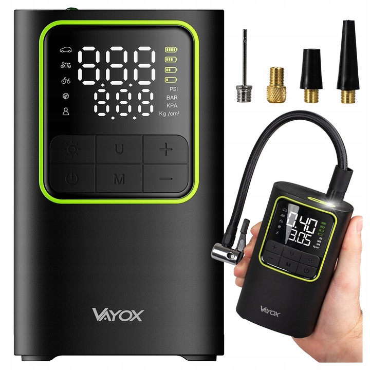 Преносима електрическа помпа Vayox VA0409, 4000mAh батерия, LED, черна, компактна