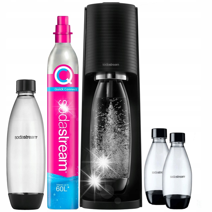 Комплект сатуратор за газирана вода SodaStream Terra черен 3 бутилки 1L/0.5L