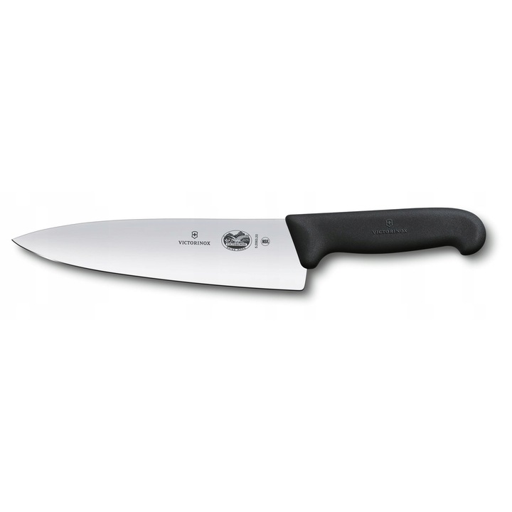 Cutit bucatar Victorinox Fibrox, lat, 20cm, negru