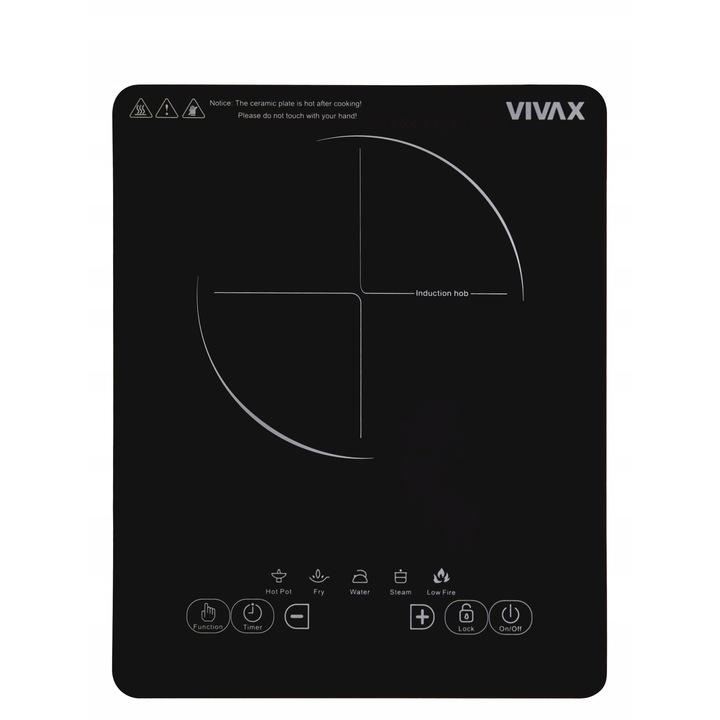 Индукционен котлон Vivax HPI-1500TP, компактен, черен, 28x4.5x35см