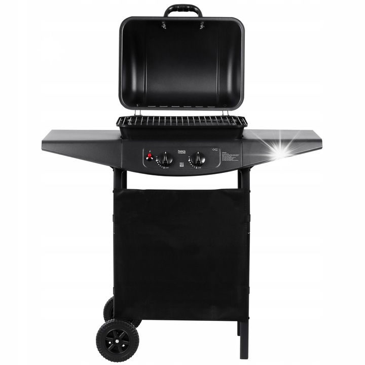 Teesa BBQ 2000 gázgrill, 2 égős, 5 kW, fekete, 98x44x100 cm