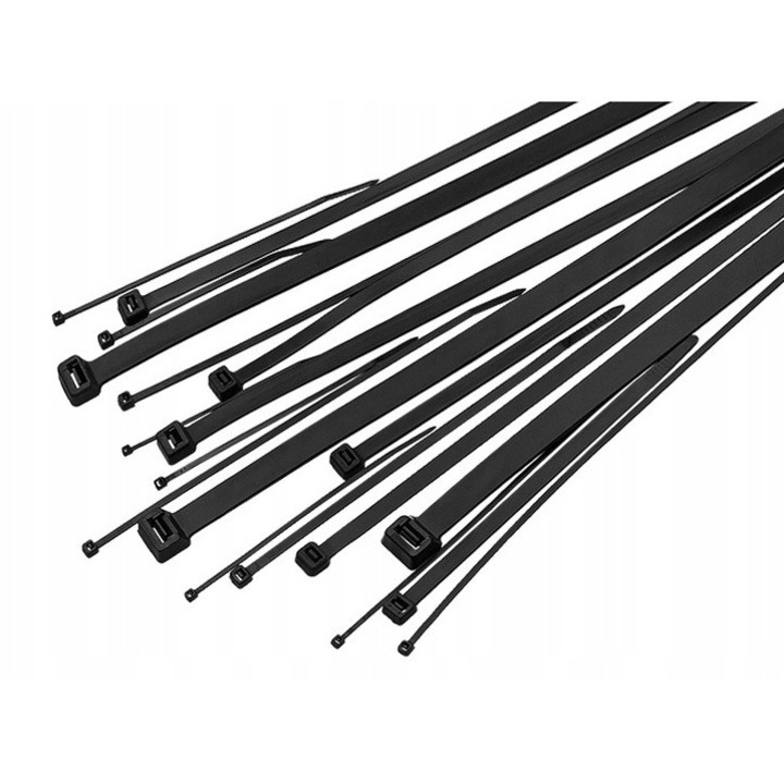 Set 100 cleme cablu Xtreme 9x700mm negre rezistente nylon