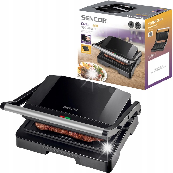Sencor SBG 2070SS elektromos grill 1000W fekete 11cm