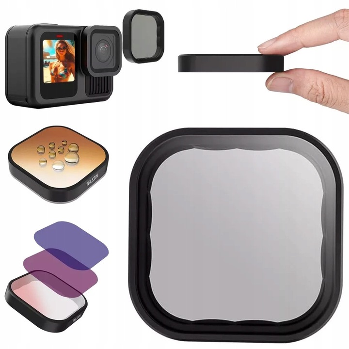 CPL поляризиращ филтър Telesin за GoPro Hero 13, алуминий, HD стъкло, черен