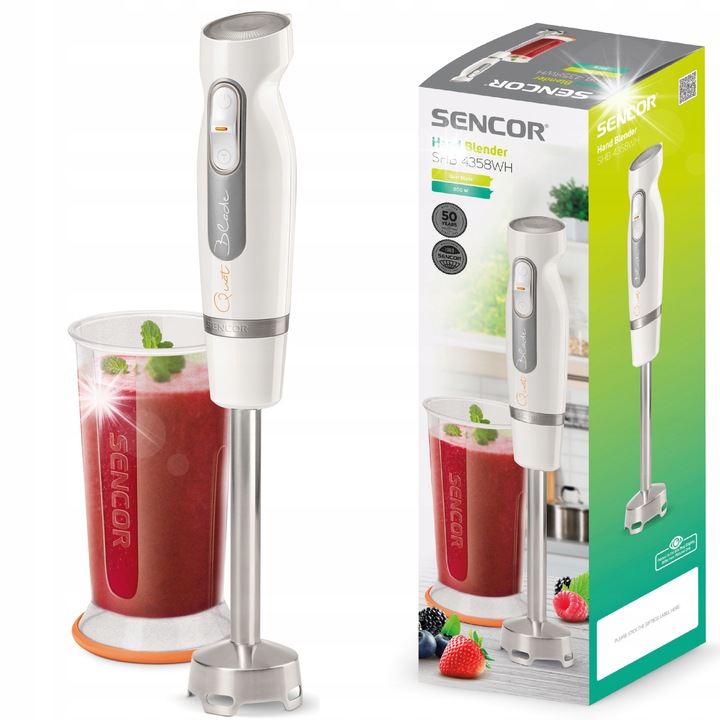 Ръчен пасатор Sencor SHB 4358WH-EUE3 800W бял 700мл турбо 2 скорости