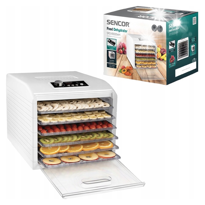 Deshidrator Sencor SFD 6500WH 500W 6 tavi alb 34.5x45x31cm