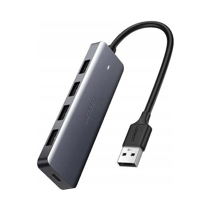 USB хъб сплитер UGREEN 4x USB 3.0 USB-C сив 10,4x3x1см