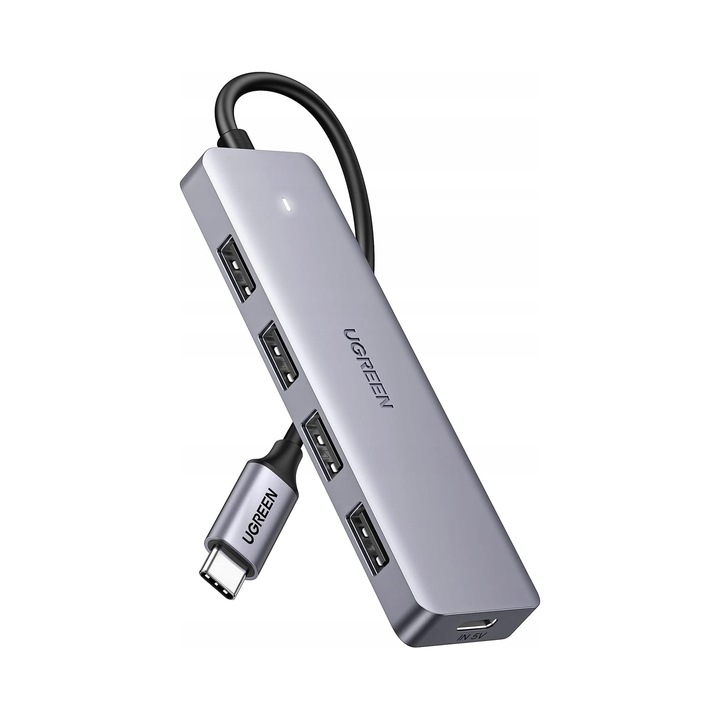 Адаптер UGREEN USB-C към 4x USB 3.0 и USB-C, сив, 104x30x10мм