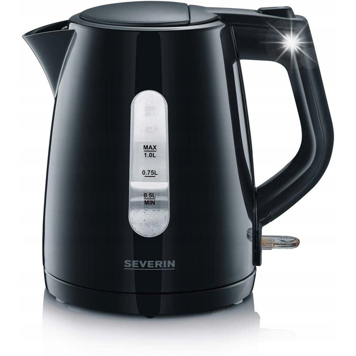 Severin WK 3410 elektromos vízforraló 2200W 1L fekete vízkőszűrő