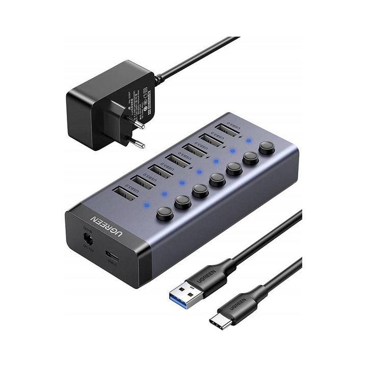 USB 3.0 хъб Ugreen 7 порта бързо зареждане многоцветен 11.4x4.8x2.3cm 1м